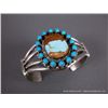 Image 1 : Sterling Silver Bracelet w/ Multi Colored Stone Surround By Small Blue Stones-Marked WW Weight: 62.8