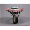 Image 3 : Sterling Silver Bracelet w/ Turquoise and Coral Stones-Concho Style Weight: 135.5 Grams Retail: $795