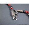 Image 9 : Sterling Silver and Red Lapis Bead Necklace w/ Red Lapis Pendant-Marked LA-Fleur Weight: 62.8 Grams 