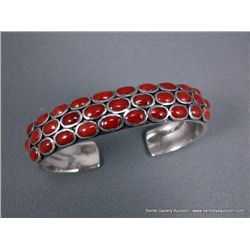 Sterling Silver Bracelet w/ Coral Stones-Marked LC Weight: 48.9 Grams Retail: $595.00