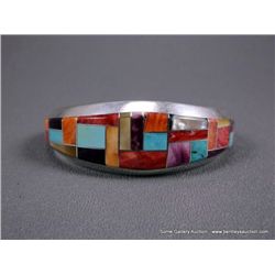 Sterling Silver Bracelet W/ Inlaid Multi Color Stones-Marked KK Weight: 32 Grams Retail: $650.00