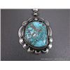 Image 3 : Sterling Silver Stamped Necklace w/ Turquoise Pendant-Marked J Weight: 113.1 Grams Retail: $1,650.00