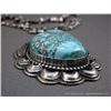 Image 4 : Sterling Silver Stamped Necklace w/ Turquoise Pendant-Marked J Weight: 113.1 Grams Retail: $1,650.00