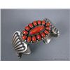Image 1 : Sterling Silver Stamped Cuff Bracelet w/ Coral Blossom Stones-Marked ERB Weight: 101.8 Grams Retail: