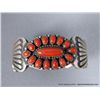 Image 2 : Sterling Silver Stamped Cuff Bracelet w/ Coral Blossom Stones-Marked ERB Weight: 101.8 Grams Retail: