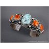 Image 1 : Sterling Sliver Bracelet w/ Turquoise, Orange, Purple Stone-Marked CH Weight: 62.7 Grams Retail: $83