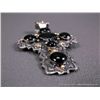 Image 3 : 14K Yellow Gold on Sterling Silver Stamped Cross Pendant  w/ Black Onyx Stones Weight: 28.7 Grams Re