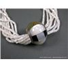 Image 3 : Mother of Pearl Beaded Necklace w/ Sterling Silver Inlaid Pendant-Marked Daniel Coriz Weight: 67.7 G