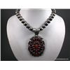 Image 1 : Sterling Silver Beaded Necklace W/ Coral Blossom Pendant-Marked D. Livingston Weight: 113.3 Grams Re