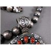 Image 5 : Sterling Silver Beaded Necklace W/ Coral Blossom Pendant-Marked D. Livingston Weight: 113.3 Grams Re