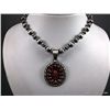 Image 1 : Sterling Silver Beaded Necklace w/ Coral Blossom Pendant-Marked D. Livingston Weight: 54.6 Grams Ret
