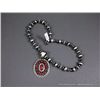 Image 2 : Sterling Silver Beaded Necklace w/ Coral Blossom Pendant-Marked D. Livingston Weight: 54.6 Grams Ret