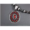 Image 3 : Sterling Silver Beaded Necklace w/ Coral Blossom Pendant-Marked D. Livingston Weight: 54.6 Grams Ret
