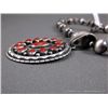 Image 5 : Sterling Silver Beaded Necklace w/ Coral Blossom Pendant-Marked D. Livingston Weight: 54.6 Grams Ret