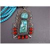 Image 3 : Indian Mountain Multi String Turquoise Bead Necklace w/ Sterling Silver Clasp and Turquoise/ Red Sto