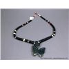 Image 9 : Black and Colored Bead Necklace w/ Inlaid Stone Butterfly Pendent, Chris Nieto, Santo   Domingo, Wei