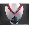 Image 1 : Red Stone Multi Strand Necklace W/ Inlaid Turquoise and Other Stone Weight: 187.6 Grams Retail: $4,1