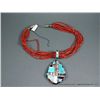 Image 2 : Red Stone Multi Strand Necklace W/ Inlaid Turquoise and Other Stone Weight: 187.6 Grams Retail: $4,1