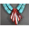 Image 3 : Heshie Turquoise Beaded Necklace w/ Red Pendants by Lupe Lavato Weight: 186.7 Grams Retail: $800.00