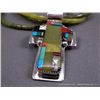 Image 4 : Jade Colored Bead Necklace w/ Sterling Silver Cross Inlaid W/ Stone-Marked Daniel Coriz Weight: 63.3