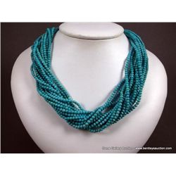 Multi Strand Turquoise like Necklace w/ Sterling Silver Ends Weight: 90.6 Grams Retail: $1,395.00