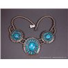 Image 2 : Turquoise and Sterling Silver Blossom Beaded Necklace-Marked w/ Cross Arrows Weight: 142.1 Grams Ret