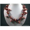 Image 1 : Red Coral and Turquoise and Sterling Silver Necklace-Marked w/ a Crowing Rooster Weight: 159.6 Grams