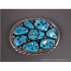 Sterling Silver and Turquoise Belt Buckle-Marked M. Spencer Weight: 83.9 Grams Retail: $960.00