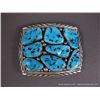Image 1 : Sterling Silver and Turquoise Belt Buckle-Marked M. Spencer Weight: 101.6 Grams Retail: $795.00