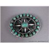 Image 1 : Silver Belt Buckle with Green Turquoise Stone- Marked MCD Weight: 59.6 Grams Retail: $440.00