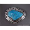 Image 1 : sterling Silver Belt Buckle w/ Large Turquoise Stone-Marked J Weight: 121.6 Grams Retail: $1,200.00