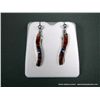 Image 1 : Sterling Silver Earrings w/ Inlaid Red and Opal Stones-Marked Calvin Begay Weight: 4.7 Grams