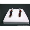 Image 2 : Sterling Silver Earrings w/ Inlaid Red and Opal Stones-Marked Calvin Begay Weight: 4.7 Grams