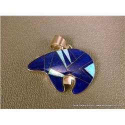 Inlaid Blue Stone and Opal Bear Pendant-Marked Calvin Begay Weight: 13.1 Grams Retail: $240.00