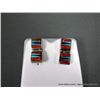 Image 1 : Sterling Silver Earrings w/ Turquoise and Red Stones-Marked Calvin Begay Weight: 8.4 Grams Retail: $