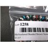 Image 11 : Multicolored Beaded Brown Stone Sterling Silver Necklace-Marked Ray Bennett Weight: 106.1 Grams Reta