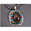 Image 3 : Multicolored Beaded Brown Stone Sterling Silver Necklace-Marked Ray Bennett Weight: 106.1 Grams Reta
