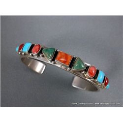 Sterling Silver Bracelet w/ Multicolored Stone- Marked R. Bennett Weight: 34.8 Grams Retail: $360.00