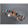 Image 1 : Sterling Silver Bracelet w/ Multicolored Stone- Marked R. Bennett Weight: 34.8 Grams Retail: $360.00