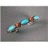 Image 1 : Sterling Silver Bracelet w/ Turquoise, Orange and Purple Stones-Marked D. Cadman Weight: 37.8 Grams 