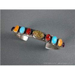 Sterling Silver Bracelet w/ Multicolored Stone- marked R. Bennett Weight: 39.4 Grams Retail: $595.00