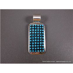 Sterling Silver and Turquoise Square Pendant- Marked Paul Livingston Weight: 25 Grams Retail: $795.0