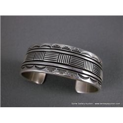 Sterling Silver Stamped Southwest Bracelet-Marked B. Morgan Weight: 54.7 Grams Retail: $220.00