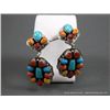 Image 1 : Multi Colored Stone Earrings w/ Sterling Silver Clip-Ons- Marked Marcella James Weight: 23.2 Grams R