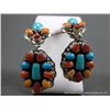 Image 2 : Multi Colored Stone Earrings w/ Sterling Silver Clip-Ons- Marked Marcella James Weight: 23.2 Grams R