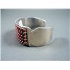 Image 4 : Red Petite Point Square Sterling Silver Bracelet- Marked Livingsten Weight: 55.7 Grams Retail: $ 795