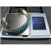 Image 6 : Turquoise Petite Point Square Sterling Silver Bracelet Weight: 45 Grams Retail: $ 495.00
