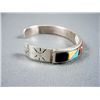 Image 2 : Multi-Colored Stone Inlaid Sterling Silver Bracelet-Marked VMR Weight: 22.1 Grams Retail: $ 395.00