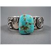 Image 2 : Sand Casting Sterling Silver Bracelet w/ Turquoise Weight: 72.6 Grams Retail: $ 795.00