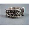 Image 5 : Sand Casting Sterling Silver Bracelet w/ Turquoise Weight: 72.6 Grams Retail: $ 795.00